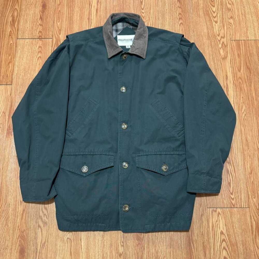 FieldMaster Suede‎ Leather Collar Green Button Barn Chore Coat M